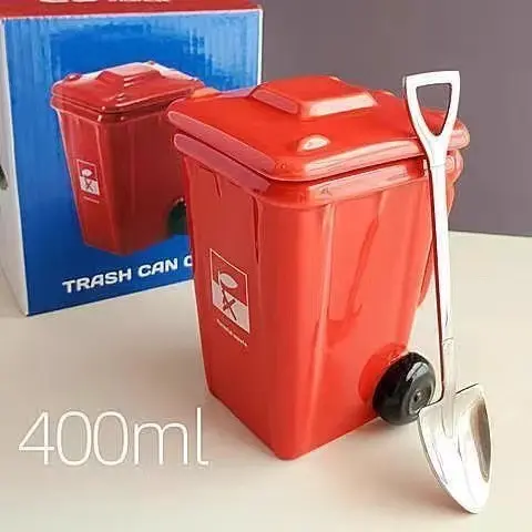 Red trash can cup + shovel spoon 400ml
