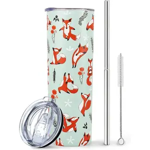 Fox Tumbler - Fox Gifts for Women - 20 oz Travel Coffee Mug fox,Unique Themed Birthday Gifts for Women for Best Friend Sister and Her fox Gifts for Girl fox Items Stuff Cup