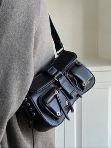 Women's High-End Motorcycle Bag, Sweet Cool Style, Unique Shoulder Clutch, Versatile Underarm Bag, New Fashion Handbag, Crossbody Purse