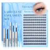 Pawotence 0.03mm Nature Lash Clusters - D Curl Spider Lashes for Adults, Comfortable Super Soft Thin Band, Long Lasting Dramatic DIY Extensions for Clean Makeup Beginners