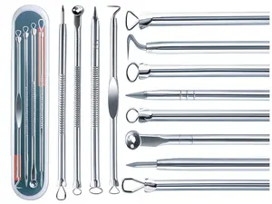 4-Piece Blackhead Remover & Pimple Extractor Kit – Stainless Steel Acne Removal Tools with Case • Comedone, Whitehead & Zit Treatment for Nose & Face Skin Care
