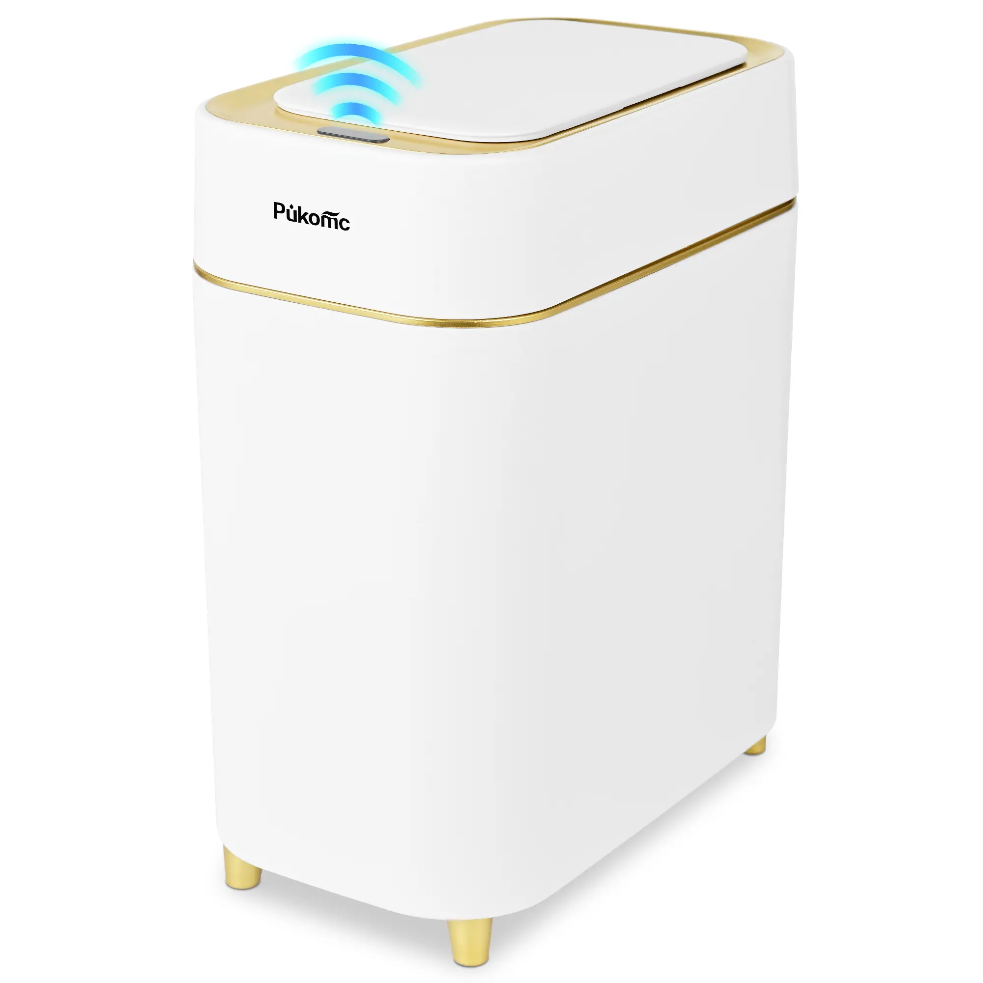 Pukomc Touch-Free Automatic Trash Can - Battery-Operated Induction Dustbin with Wave Open, Knee Activation, Silent Lid, Removable Bucket for Kitchen, Office, Touch-Free Waste & Recycling, Motion Sensor Auto Open, Sensor-Based Functionality