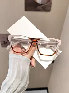 Women's Cat Eye Colorblock Frame Glasses, Trendy Frames, Trendy Casual Frames, Stylish Protective Glasses, Anti-Fatigue Anti-Glare, Lightweight PC Frame, Ideal for Computer Gaming & Home Office, Glasses Fashion