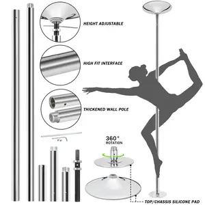 Segawe Adjustable Height Dance Pole Kit - 45mm Dual Spinning and Static Modes for Home Gym, Fitness & Gymnastics Training