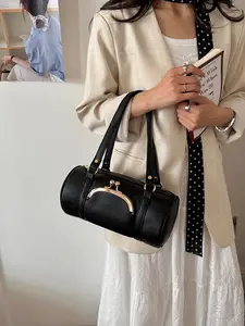 Luxury Boston Bag for Women, Casual PU Crossbody Shoulder Bag, Trendy Random Print Design, All-Season Travel & Daily Use