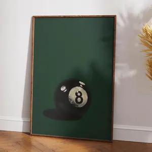 1pc, Wall Art, Vintage Poster, Lucky 8 Ball Art Print, Retro Billiards Canvas Painting, Bedroom Decor, Living Room Aesthetic Design, Gift for Friends, Housewarming Gift, Unframed