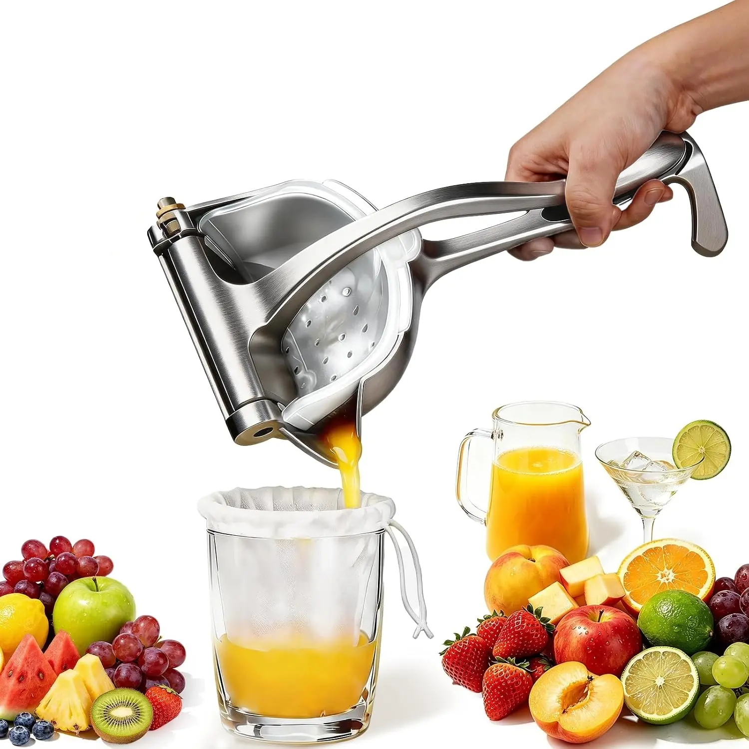 Manual Lemon Squeezer - Ergonomic Non-Slip Grip Kitchen Fruit Juice Press, Efficient Citrus Extractor, Easy to Use and Clean