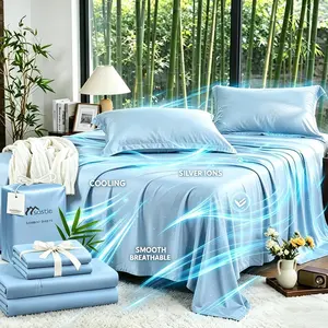 Extra Deep Pocket Bamboo Sheets, 3/4 PCS Ultra-Soft Luxury Feel - Ultra Cooling Sheets, Hotel Luxury Fitted Sheet Set, Soft Wrinkle-Free For Extra Deep Mattresses, Soft Sheet & Pillowcase Sets, King Size Clearance, Include Random Color