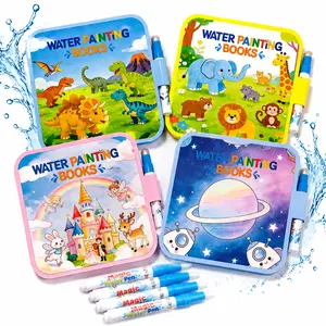 4PCS Toddler Water Coloring Doodle Books, Paint with Water Activity Books, Travel Educational Flash Cards, Kids' Watercolor Painting Art Supplies