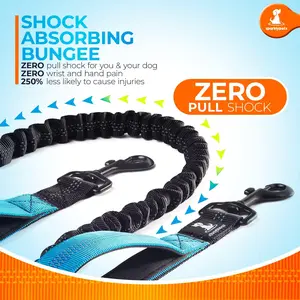SparklyPets Hands-Free Dog Leash with Reflective Stitches, Waist Leash for Medium & Large Dogs, Double Popped Collar & Jolly Ball Safety Features