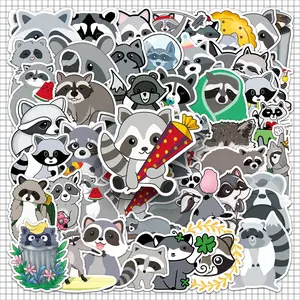 Cute Cartoon Raccoon Sticker, 100pcs/set Waterproof Self Adhesive Decor Paper, Decor Sticker for Gift Greeting Card Water Bottle Laptop Phone, Ornaments