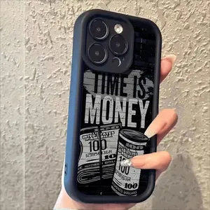 Compatible with iPhone 16 15 Pro Max Plus 14 13 12 11 X XR Stylish Time Is Money Graffiti Retro Pattern Rugged Durable shockproof Anti-Scratch soft Silicone case