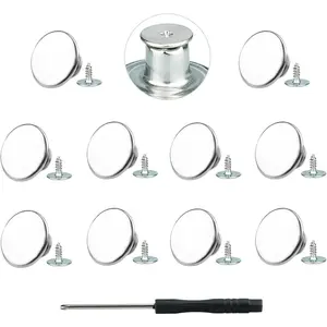 No-Sew Jeans Button Replacement Kit, 10 Sets Metal Snap Tack Buttons with Tools,2025  Model,