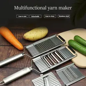 Stainless Steel 4-in-1 Multi-Purpose Vegetable Slicer, 4 Adjustable Blades for Various Vegetables, Durable Detachable Design, Easy to Clean, Kitchen Food Prep Tool
