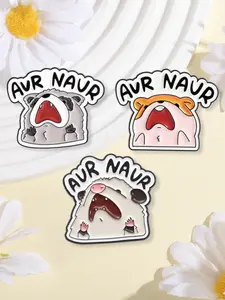 3-Piece AUR NAUR Screaming Raccoon Brooch Enamel Pins Durable Metal Pins Cartoon Cute Screaming Possum Metal Brooches Backpack Clothes Lapel Badge Funny Jewelry Gifts for Friends