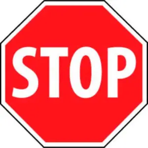 Accuform Manufacturing B974724 NMC TM34R Plastic Reflective Traffic Stop Sign, 18x18 in, White & Red (Office Stationery & Supplies, Computers & Office Equipment, Labels)