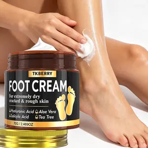 70G Foot Cream For Dry Cracked & Rough Skin, Tea Tree Oil Foot Cream with Aloe Vera, Hyaluronic Acid & Salicylic Acid, Hydrating, Body & Foot Moisturizing Cream, Foot Moisturizer, Skin Hydration For All Skin Types, Feet Care Products, All-Season Foot Care