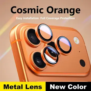 Aluminum Alloy Metal Lens Glass Film for Apple iPhone 17 Pro Max/17 Pro, 9h Tempered Glass, Anti-Scratch, Durable Camera Protection