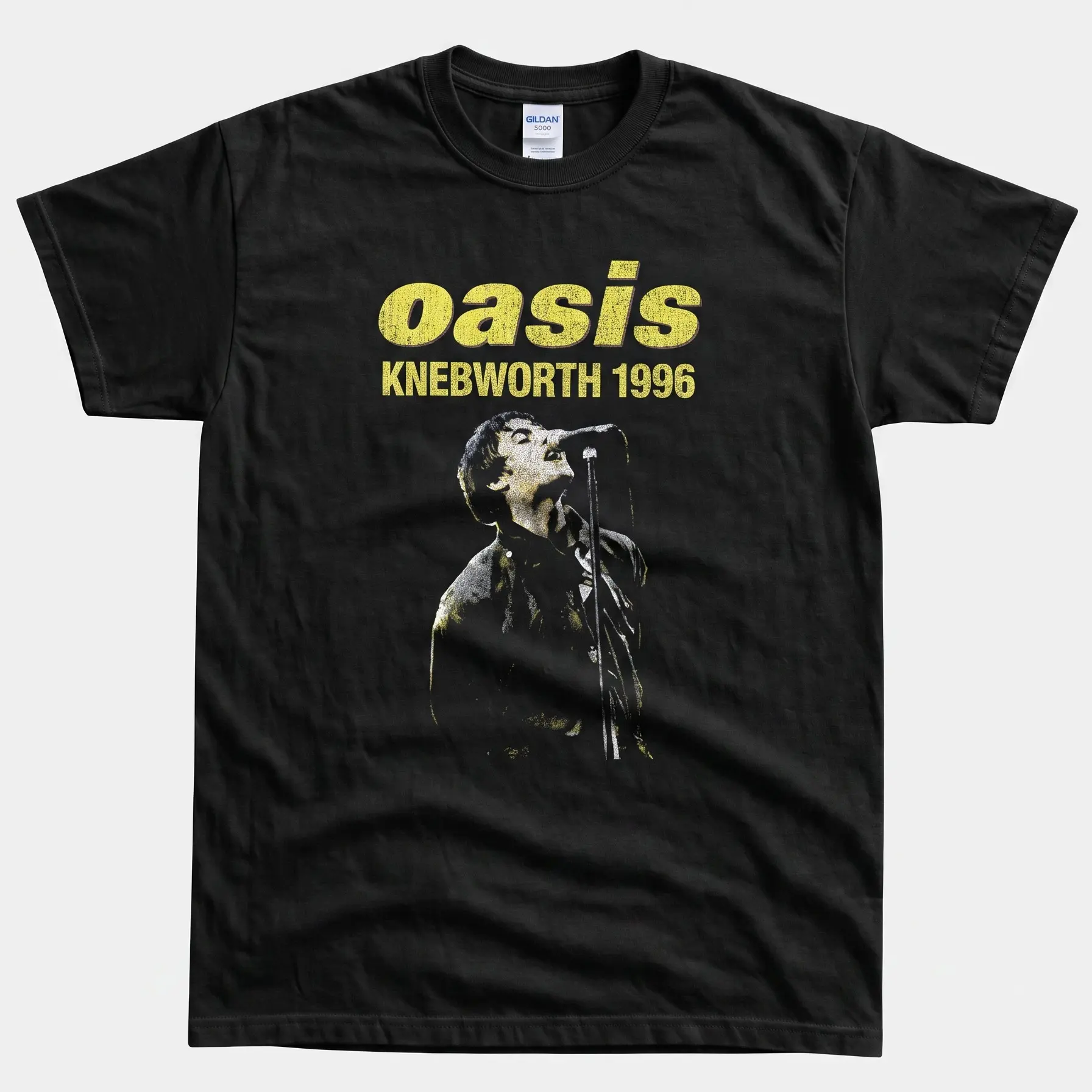 Vintage 90s Britpop Oasis Rock Heavy Cotton Graphic Tee - Retro Knebworth 1996 Concert Style Crewneck G5000 T-Shirt - Premium Classic Fit Streetwear Music Fan Gift Top