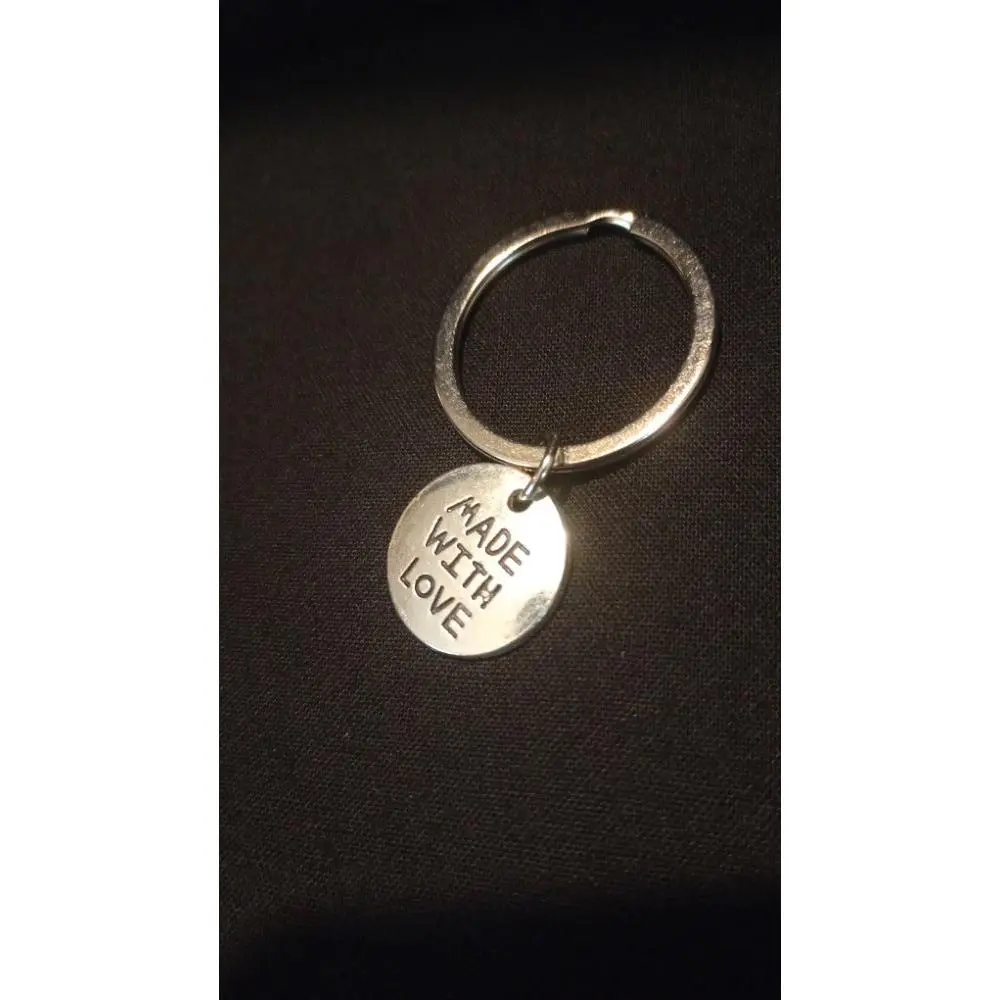 Made With Love Keychain - Silver with Engraved Text, Classic Design