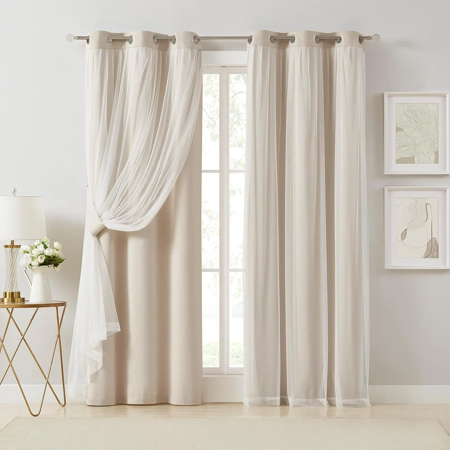 European Luxury Nordic Princess Style Double Layer Sheer Curtain, Elegant Bedroom Living Room Balcony Drapes, 1pc Cloth Window Covering, Home Textile, Home Decoration Curtain, Home Decorative Curtain