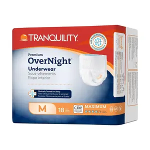 Tranquility Premium OverNight Disposable Absorbent Underwear - Maximum Absorbency, All-Night Sleep, Breathable Comfort - 34 oz Capacity, M, 72 Count