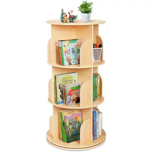 Kids Rotating Bookshelf, Small Corner Bookshelf for Small Space, 360° Display  Tier Floor Standing Bookcase Storage Rack, Wooden Narrow Bookcase Organizer for Bedroom, Living Room