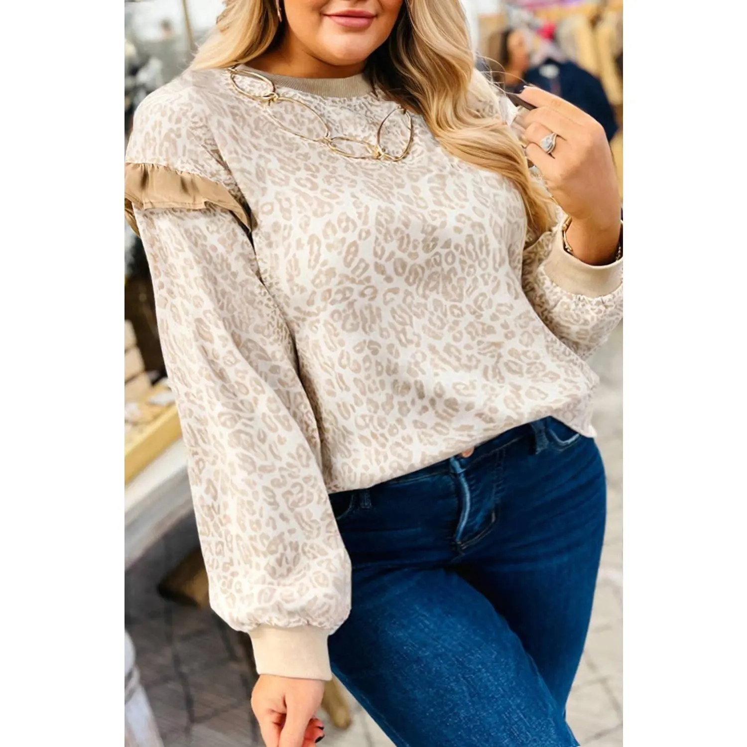 Leopard Ruffle Sweatshirt
