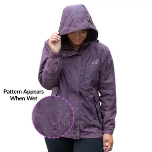 Women’s Lightweight Waterproof Hooded Rain Coat Paw Symphony Magical Print Rain Jacket The Animal Rescue Site