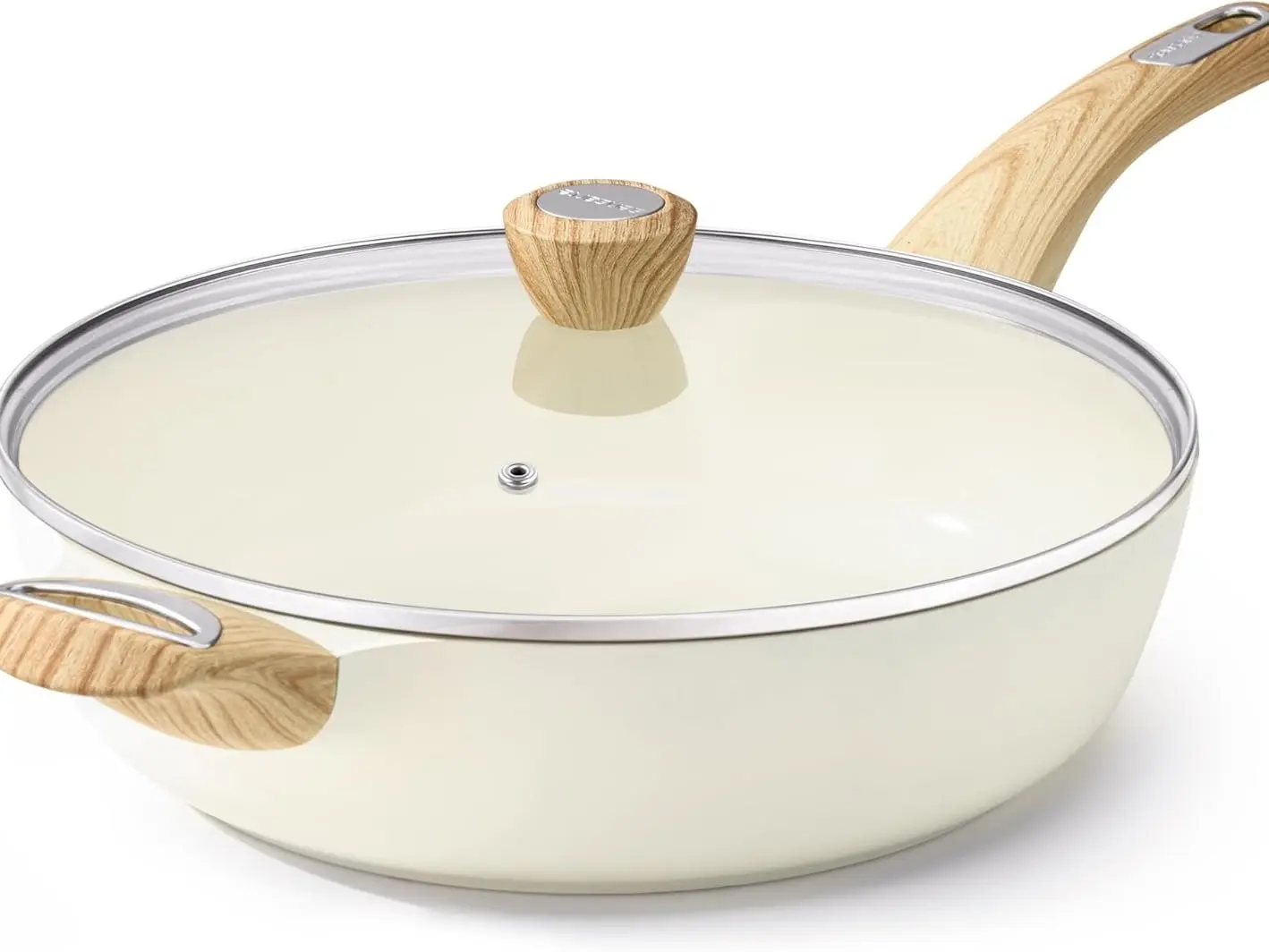 SENSARTE Ceramic Nonstick Frying Pan Skillet with Lid, 12 Inch Large Deep Frying Pan, 5 Qt Saute Pan, Induction Pan, Healthy Non Toxic Cooking Pan with Helper Handle, PFOA PFAS PTFE Free