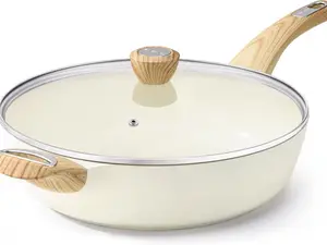 SENSARTE Ceramic Nonstick Frying Pan Skillet with Lid, 12 Inch Large Deep Frying Pan, 5 Qt Saute Pan, Induction Pan, Healthy Non Toxic Cooking Pan with Helper Handle, PFOA PFAS PTFE Free