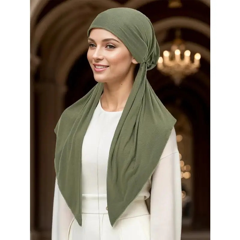 Jersey Hijab Instant Turban Scarf Muslim Women Headband Soft Plain Elastic Bonnet Cover Head High-Quality Night Cap Thin Wraps