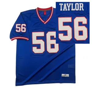 Men's #56 Vintage 90s 1986 Old-School Polyester Mesh Football Shirt - Sewn Embroidery, Classic V-Neck, Breathable Ventilation, Blue Sweatshirt, Big Size M-3XL, for Rugby Training Matches, Outdoor Sportswear, Streetwear, Fan Gift