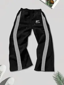 Unisex Letter & Star Print Drawstring Waist Sweatpants, Casual Street Comfy Pants for Daily Wear, Unisex Bottoms for All Seasons