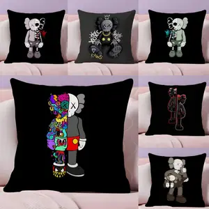 Luxury K-kaws Cushion Cover Soft Short Plush Fabric Double-Sided Print Organic Breathable Sofa Pillow Case, Home Machine Washable in Perfect for Home Decor Warm Winter Home Child Gift