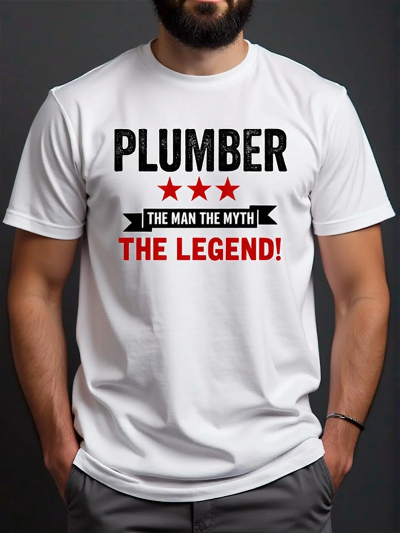 Men'S Casual Short Sleeve Tee - PLUMBER_ THE MYTH, unisex soft cotton short sleeve t shirt, vintage graphic casual tee for men women teens, perfect birthday holiday gift for camping travel gym daily street casual wear