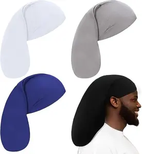 Dreadlock Cap 4 Pieces Unisex Jumbo Long Dreads Hair Head Wrap Sleeping Cap Hair Accessories Sleep Bonnet Men Women