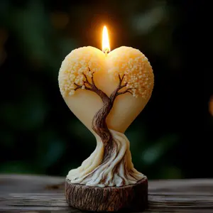 Tree of Life Heart Shaped Candle Silicone Mold for Aromatherapy, 3D Relievo Design with Root and Canopy, Perfect for DIY Crafts Relief