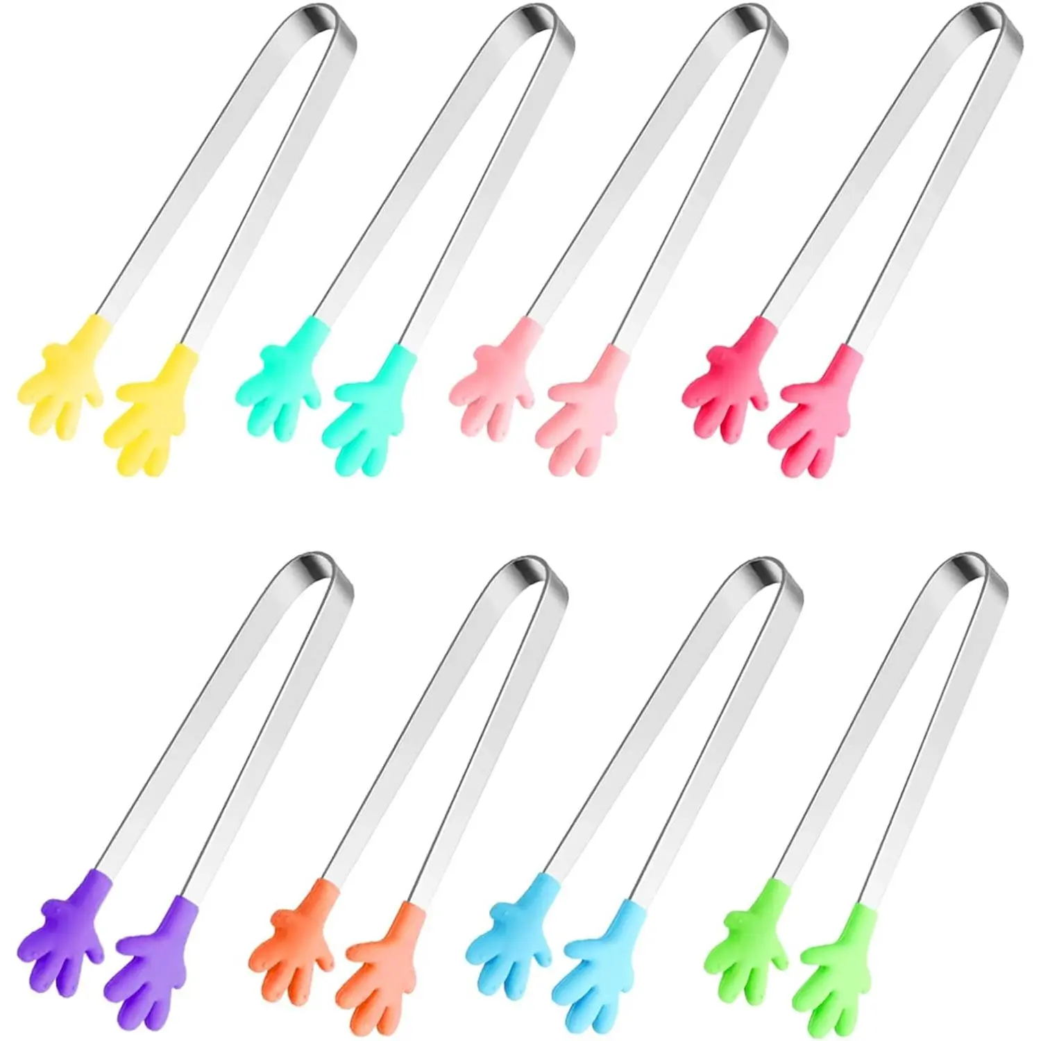 8-piece Silicone Mini Clips, 5inch Hand-shaped Food Clips, Colorful Small Children's Clips, Used for Holding Food, Ice Cubes, Fruits, Candy, Barbecue