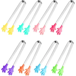 8-piece Silicone Mini Clips, 5inch Hand-shaped Food Clips, Colorful Small Children's Clips, Used for Holding Food, Ice Cubes, Fruits, Candy, Barbecue
