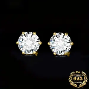 2/4/6 CTW Round Cubic Zirconia Stud Earrings |   925 Sterling Silver Total Carat Weight, Elegant Classic Jewelry for Women & Girls