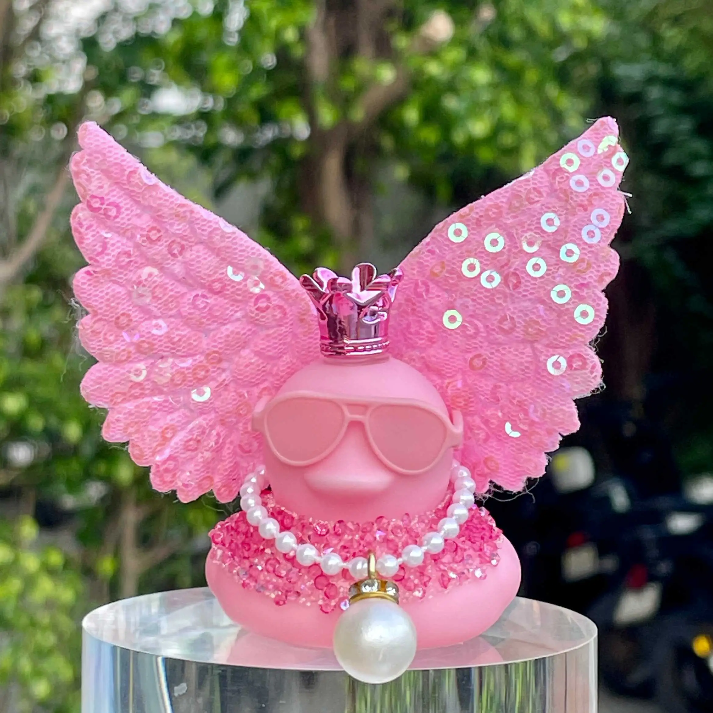 Full of Fun Rubber Duck Car Dashboard Decorations with Sunglasses, Wings, Crown, and Pendant