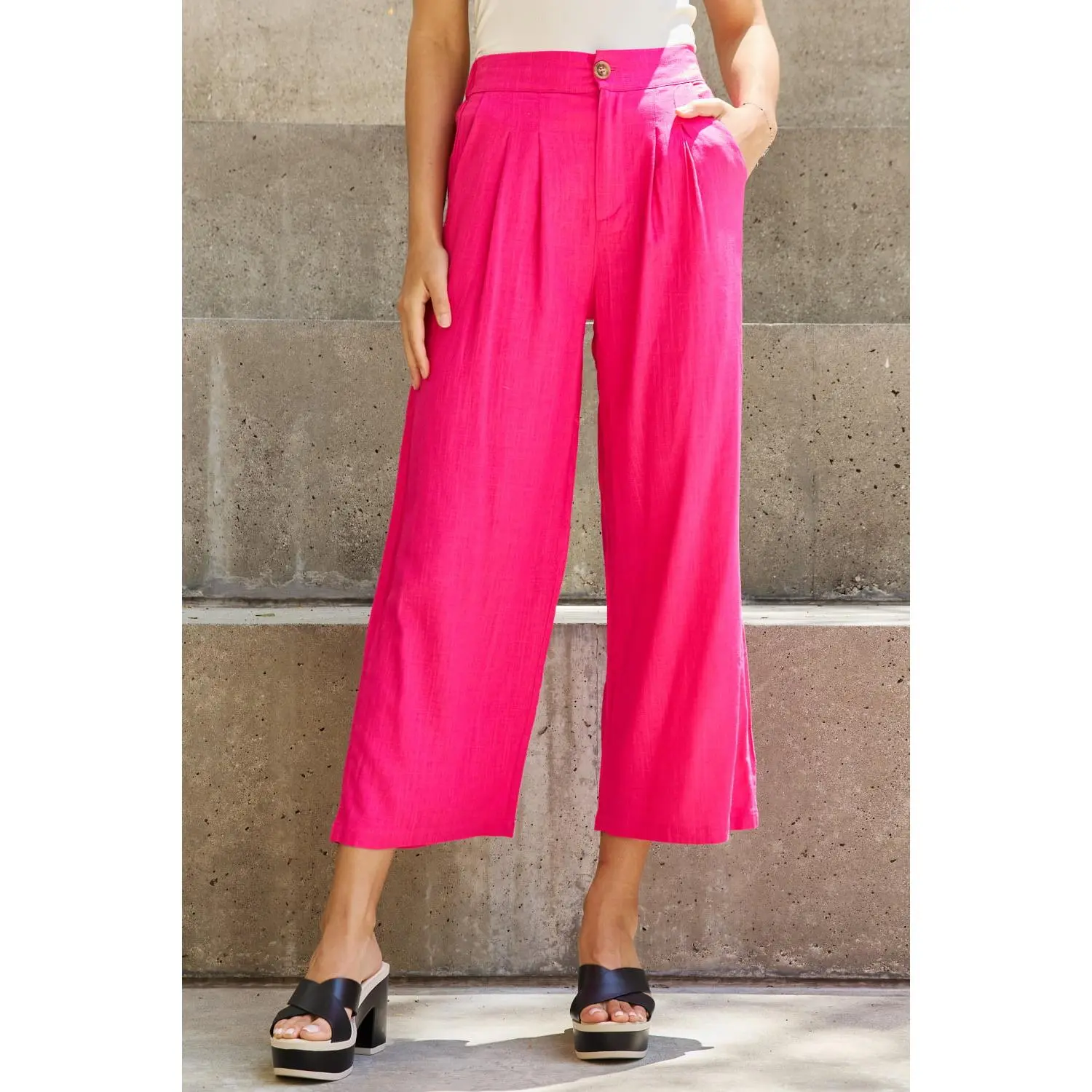 Fuchsia Pink  Linen Pants