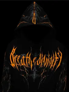 Men's Dark Metal Wind Printed Hoodie, Loose Breathable Sportswear for Gym Training & Streetwear, Long Sleeve All-Over Print Jacket