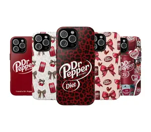 Dr Pepper Aesthetic Phone Case for iPhone 17 16 15 14 13 12 Pro Max Plus - Diet Dr Pepper Coquette Bows & Leopard Print Case - Trendy Soda Fan Gift