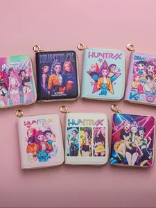 Short Women's Cartoon Wallet, Cute Monster Hunter Girl Group Coin Purse, Fashionable and Practical Small Wallet for Daily Use