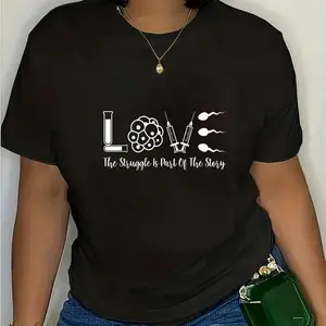 100% Cotton LOVE IVF Done Retrieval Transfer Day Couple Matching IVF T-Shirt Short Sleeve T-Shirt