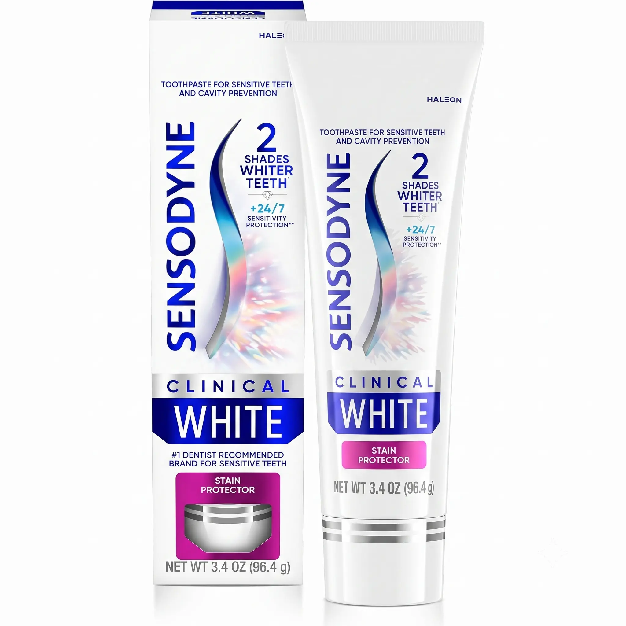 Clinical Whitening & Stain Protector Toothpaste, 3.4 oz Daily Oral Care for Sensitive Teeth, Enamel Safe Mint Toothpaste for Fresh Breath
