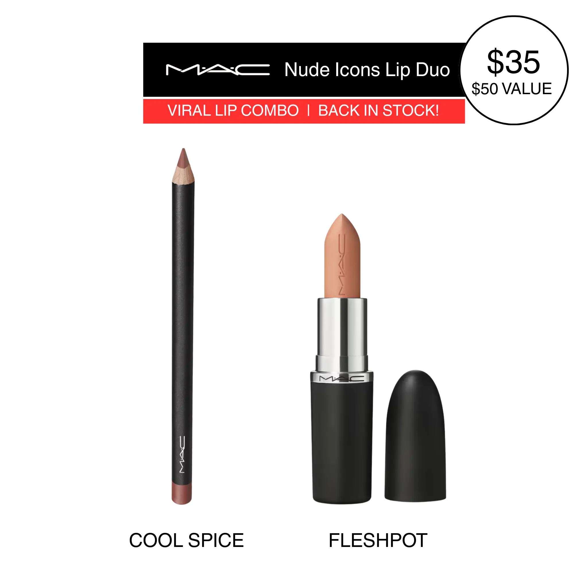 MAC Nude Icons Lip Duo - Lip Pencil + M·A·Cximal Sleek Satin Lipstick MAC Nude Icons Lip Duo - Lip Pencil + M·A·Cximal Sleek Satin Lipstick
