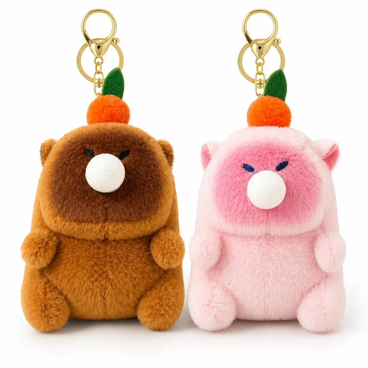 (Two-pack)Capybara Plush Keychain with Squeeze Mouth & Funny Shake Sound Cute Soft Bag Charm Stress Relief Fidget Toy  Good Gift
